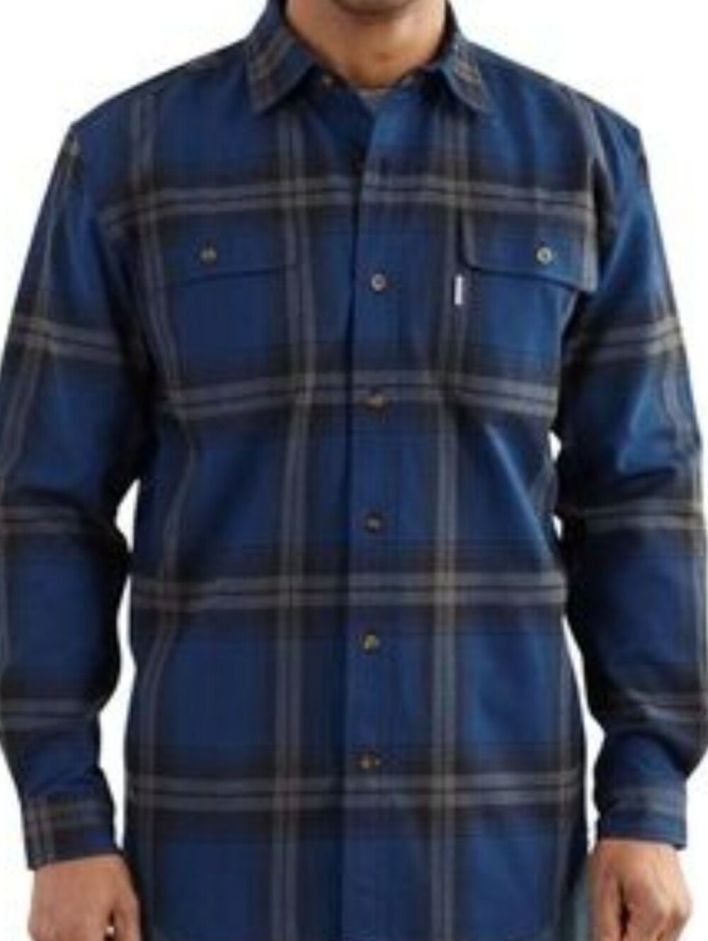 Carhartt Navy and Gray Plaid Lightweight Shirt Jacket 2XL